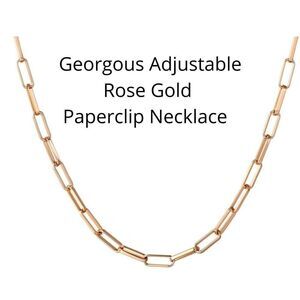 NEW Rose Gold Plated Paperclip Chain Necklace